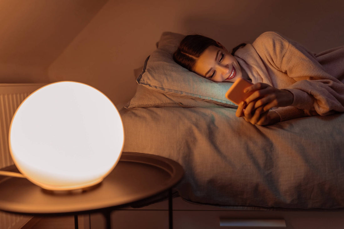 Alexa controlled lamp hero image with smart lighting and Echo device