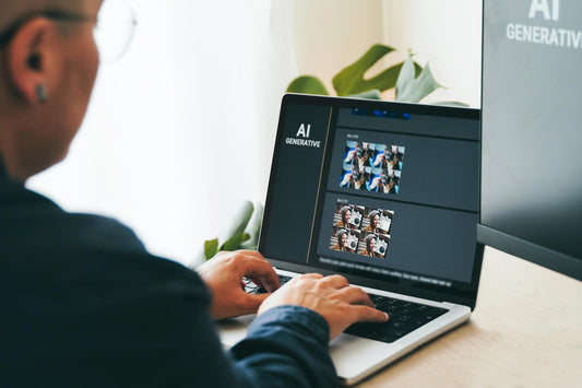 Best free AI websites hero image with family using laptop and smart speaker
