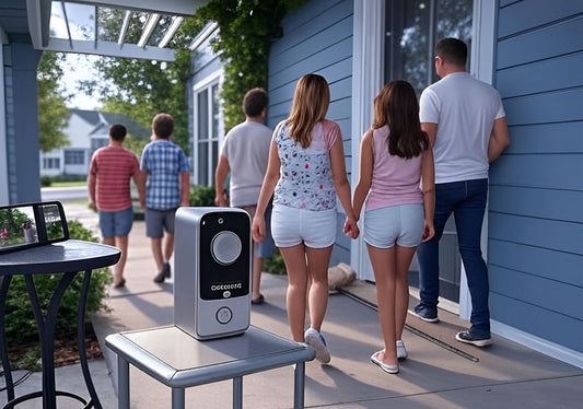August security cameras hero image with doorbell cam and smartphone footage