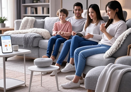 Google Home Mini Gen 1 hero image with smart speaker in living room
