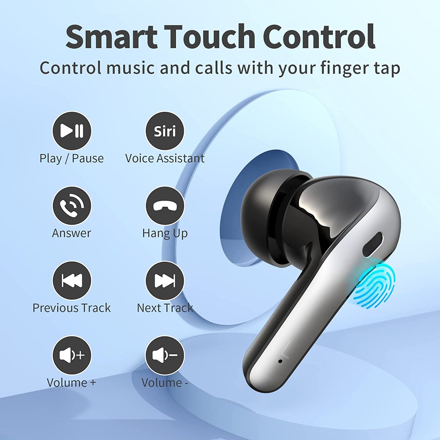 Bluetooth Wireless Earbuds with LED Power Display & Wireless Charging Case β 60H Playtime, IPX5 Waterproof In-Ear Headphones with Mic for Running, Gym, TV, Phone, Laptop β TAGRY X08 (Black)