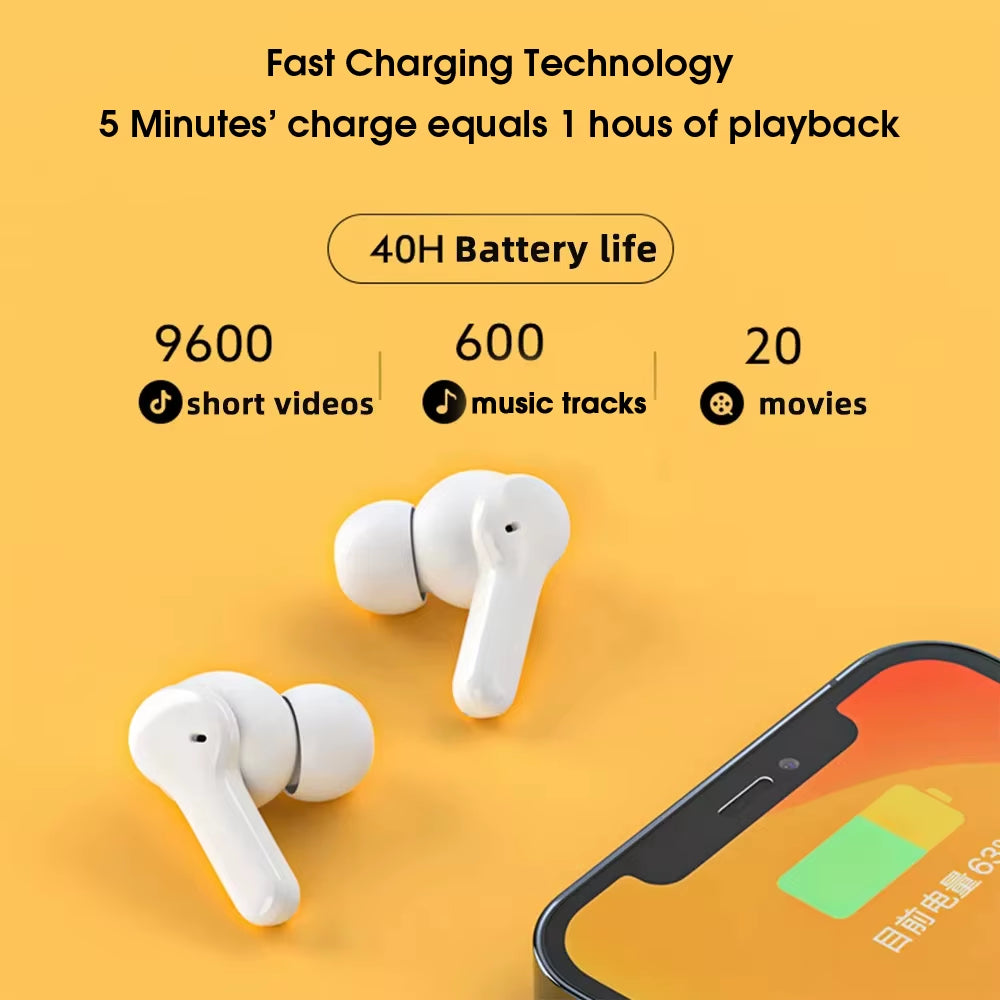 QCY T13 Wireless Earbuds Bluetooth 5.3 with 4-Mic ENC Calling, 40H Playtime, Quick Charge, Deep Bass 7.2mm Drivers, Sleep Mode, IPX5 Waterproof TWS Earphones with Touch Control – Black