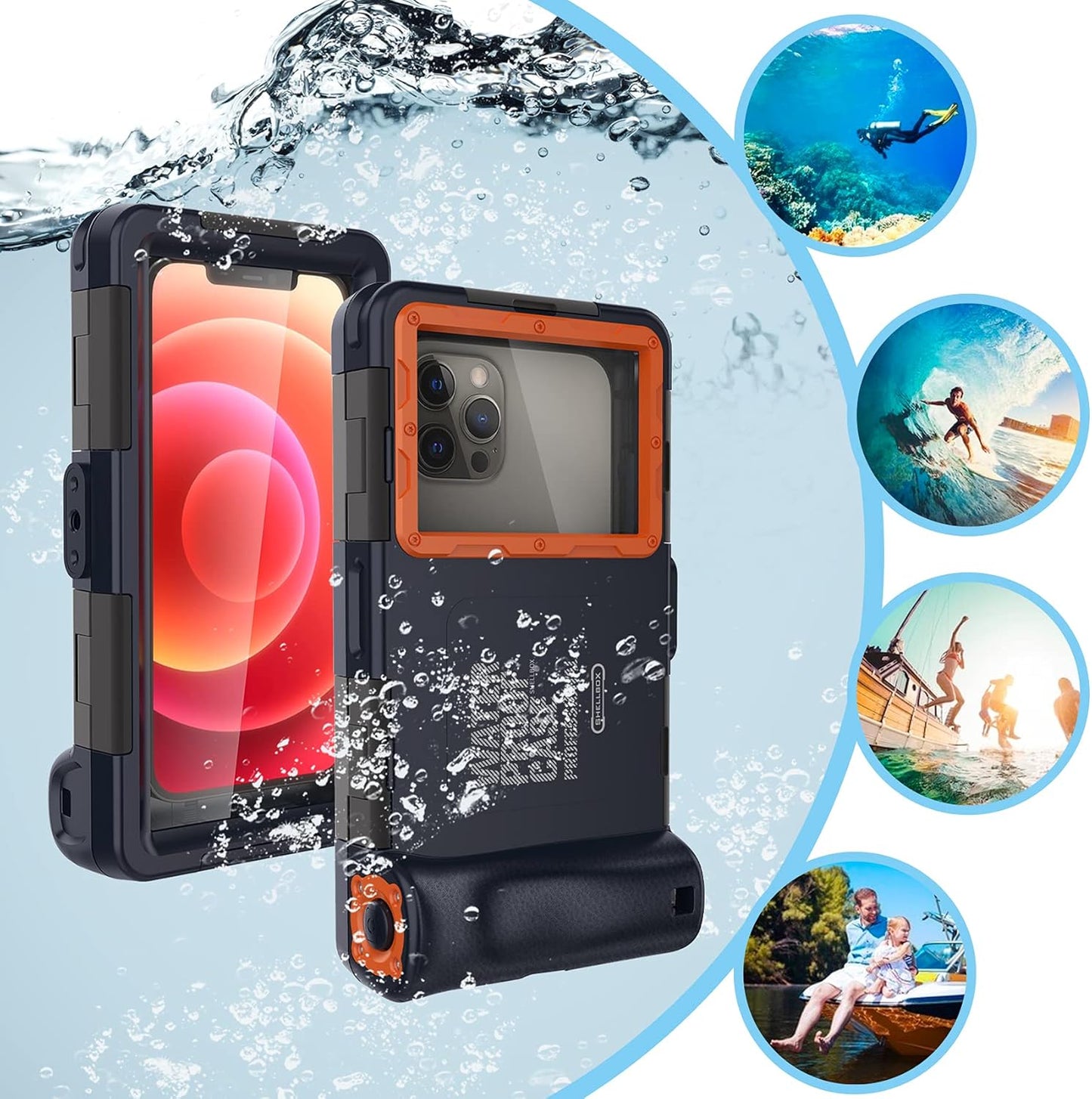 Underwater Snorkeling & Diving Phone Case β Waterproof Up to 50ft/15M, Universal Fit for iPhone 16/15/14/13/12 Pro Max, Galaxy S24/S23/S22/S21 & More