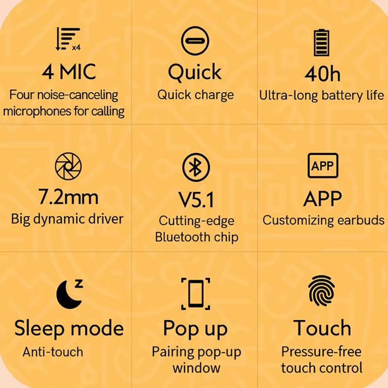 QCY T13 Wireless Earbuds Bluetooth 5.3 with 4-Mic ENC Calling, 40H Playtime, Quick Charge, Deep Bass 7.2mm Drivers, Sleep Mode, IPX5 Waterproof TWS Earphones with Touch Control – Black