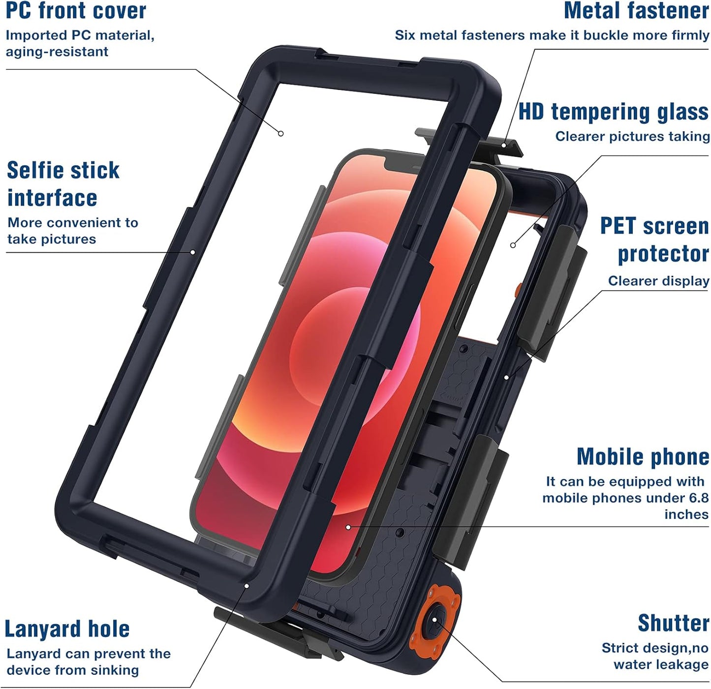 Underwater Snorkeling & Diving Phone Case β Waterproof Up to 50ft/15M, Universal Fit for iPhone 16/15/14/13/12 Pro Max, Galaxy S24/S23/S22/S21 & More