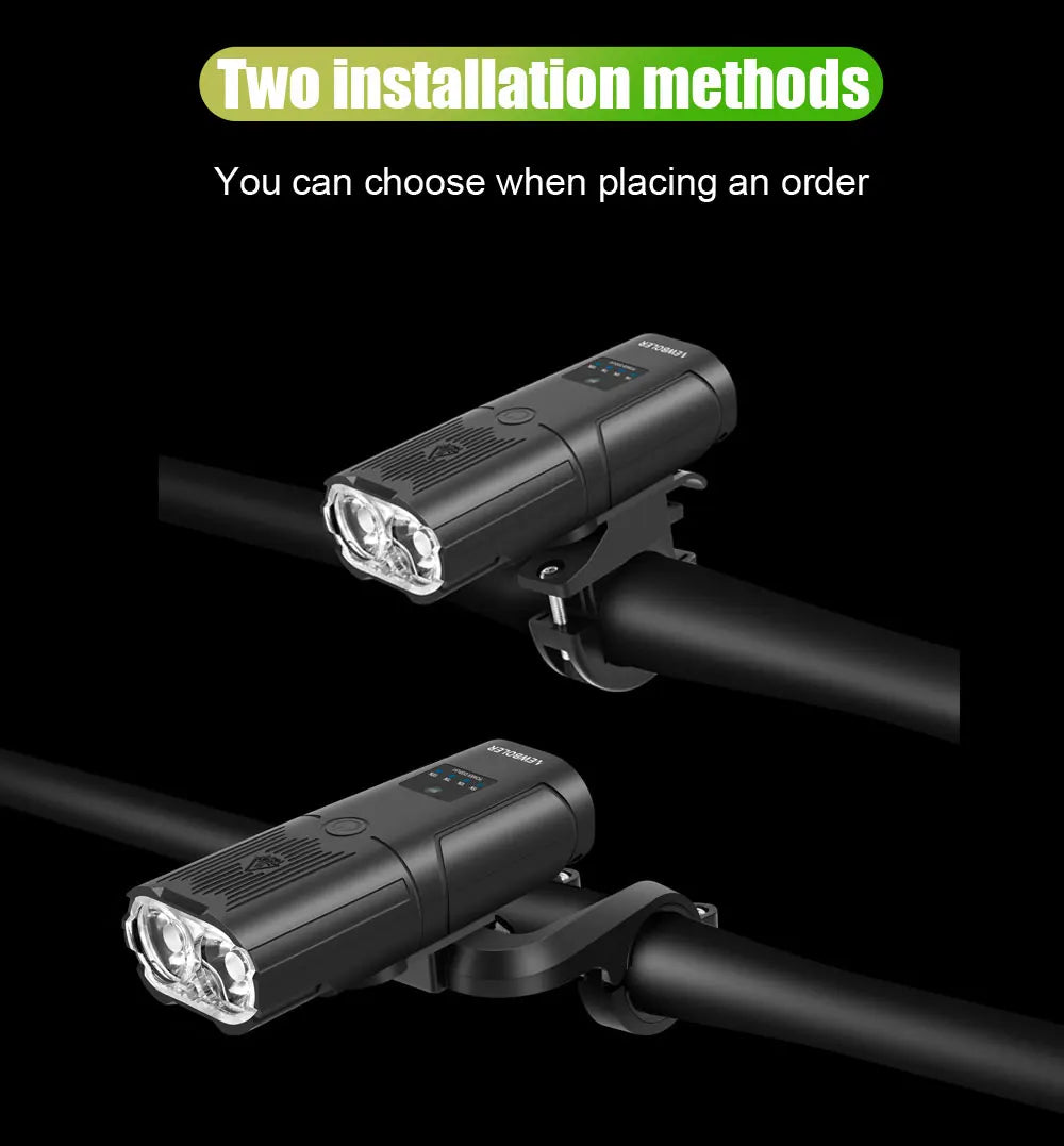 Smart Bicycle Headlight 6000 Lumen – 10000mAh Rechargeable Front Bike Light with Power Bank, IPX6 Waterproof, USB Charging, MTB & Road Cycling Lamp