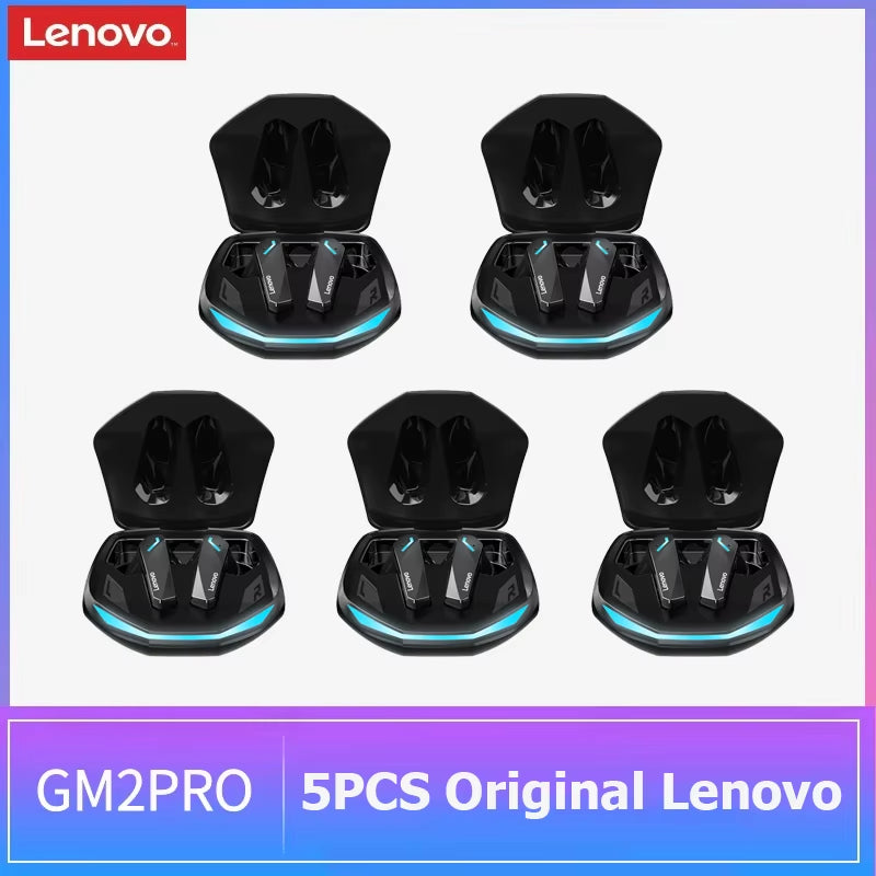 Lenovo GM2 Pro Gaming Earbuds | Bluetooth 5.3 Wireless Earphones with ENC Noise Reduction, Low Latency & Dual Mode | Stereo Bass Headset with Mic for iOS & Android (5PCS)