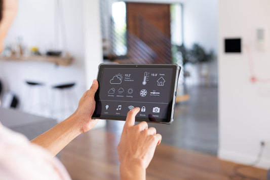 Advantages of a smart home hero image with smart devices in a modern interior