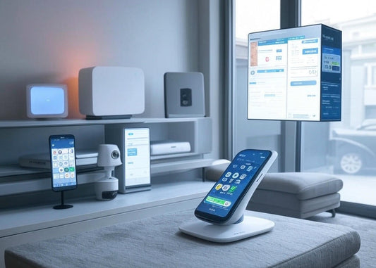 Google Home vs SmartThings hero image with hubs and smart devices