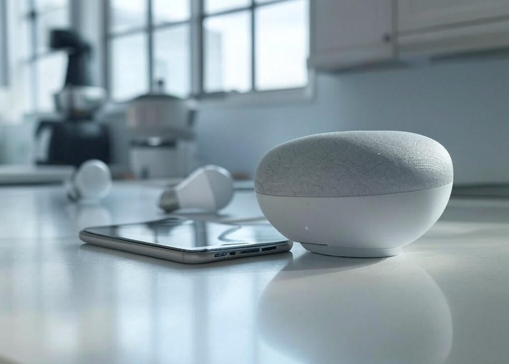 How to setup a Google Nest Mini hero image with device and smartphone