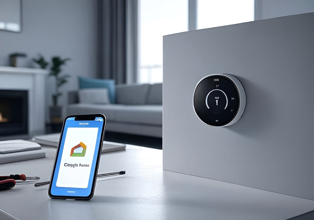 Nest Learning Thermostat with installation hero image with thermostat and tools