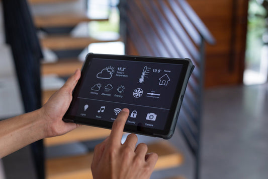 Smart house controller hero image with hub controlling smart devices