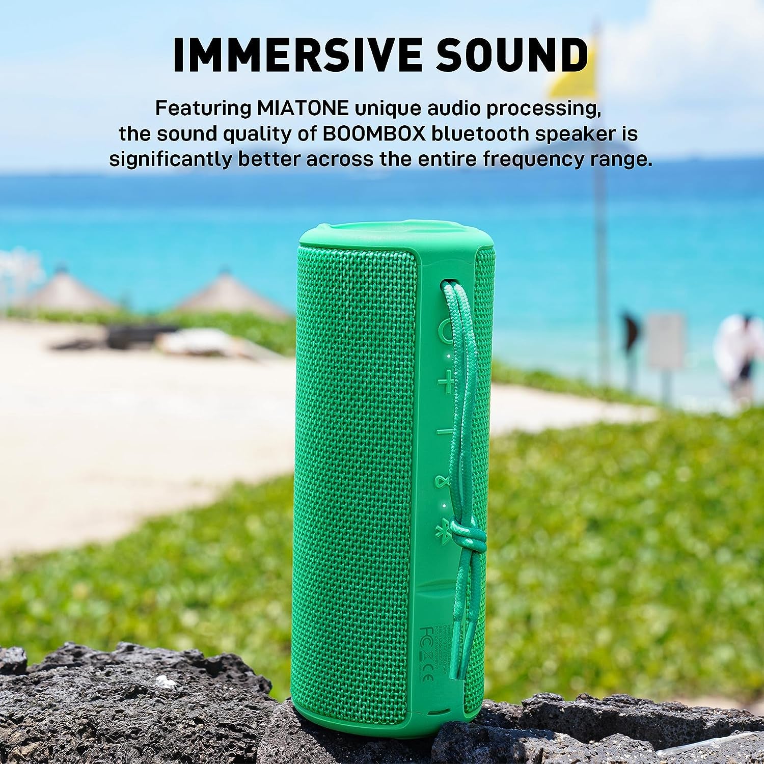 Boombox Portable Bluetooth Speaker - Waterproof, Deep Bass, 24H Playtime (Green) | Perfect Gift for Him & Her