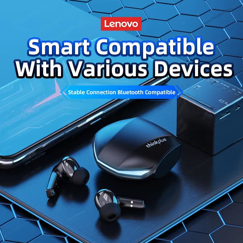 Lenovo GM2 Pro Gaming Earbuds | Bluetooth 5.3 Wireless Earphones with ENC Noise Reduction, Low Latency & Dual Mode | Stereo Bass Headset with Mic for iOS & Android (5PCS)