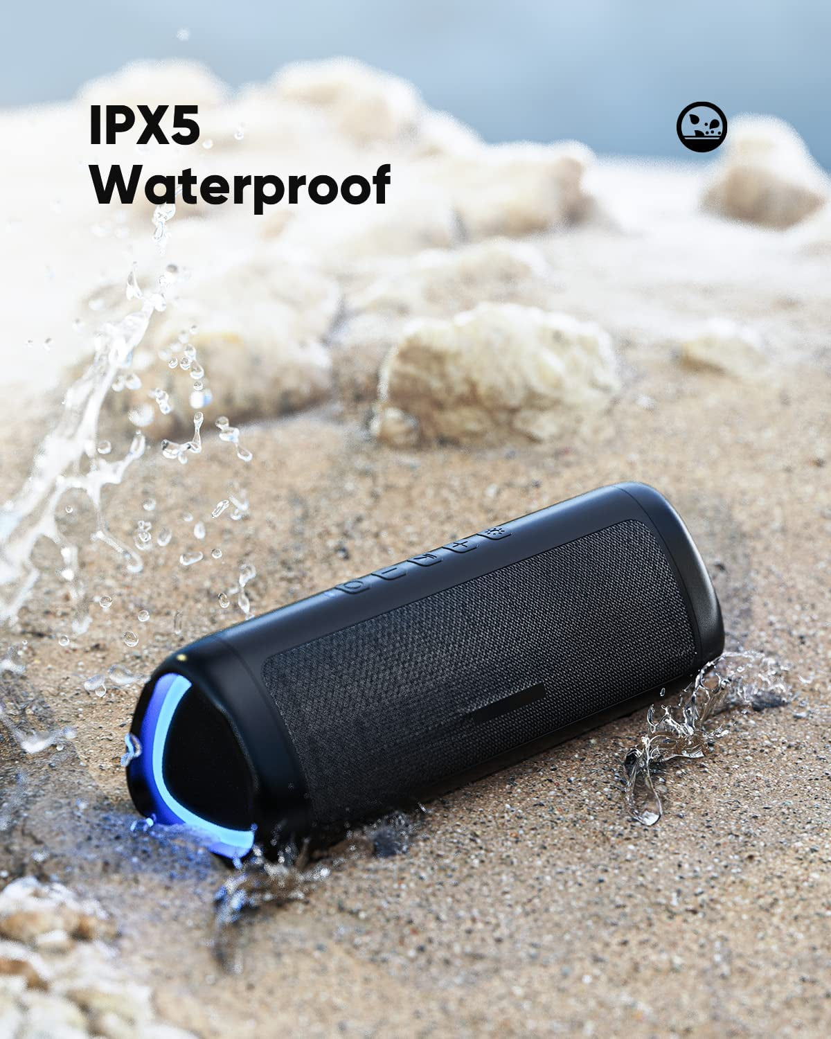 Portable Bluetooth Speaker – HD Sound, 20H Playtime, IPX5 Waterproof, TWS Pairing & RGB Lights | Wireless Speaker for Home, Party & Outdoors (Black)