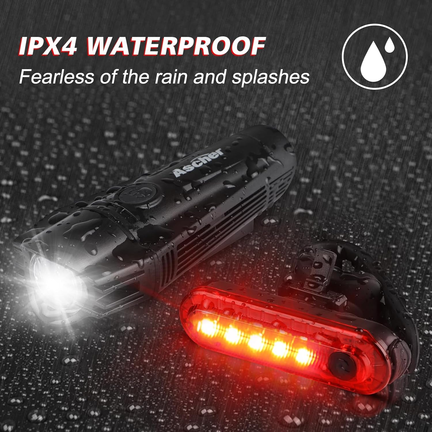 Ultra Bright Rechargeable Bike Light Set – 2000mAh USB Headlight & 330mAh Taillight, 4 Light Modes, IPX4 Waterproof, Front & Rear LED for Road, MTB, Night Cycling (Black)