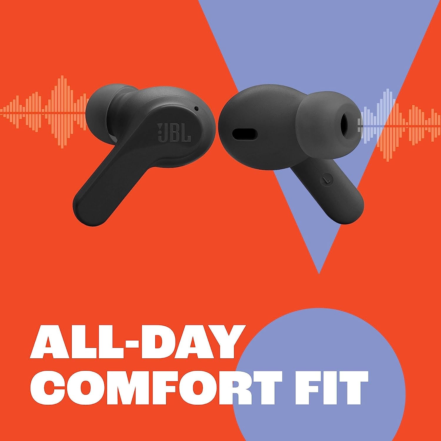 JBL Vibe Beam – True Wireless Bluetooth 5.2 Earbuds with Deep Bass Sound, 32H Battery Life, VoiceAware Calling, Water & Dust Resistant – Black
