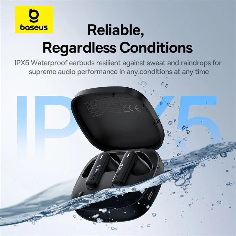 Baseus Bowie E19 Wireless Earbuds Bluetooth 5.3 | Deep Bass, 33H Battery Life, IPX5 Waterproof, Touch Control, ENC Dual Mic – Compact TWS Earphones for iPhone & Android