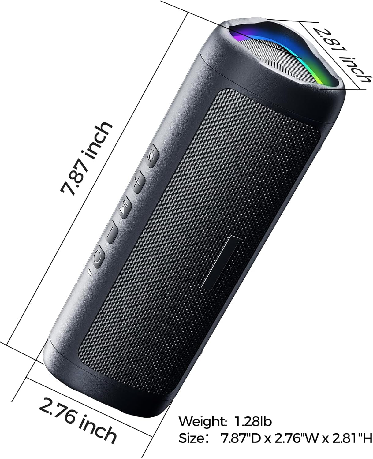 Portable Bluetooth Speaker – HD Sound, 20H Playtime, IPX5 Waterproof, TWS Pairing & RGB Lights | Wireless Speaker for Home, Party & Outdoors (Black)