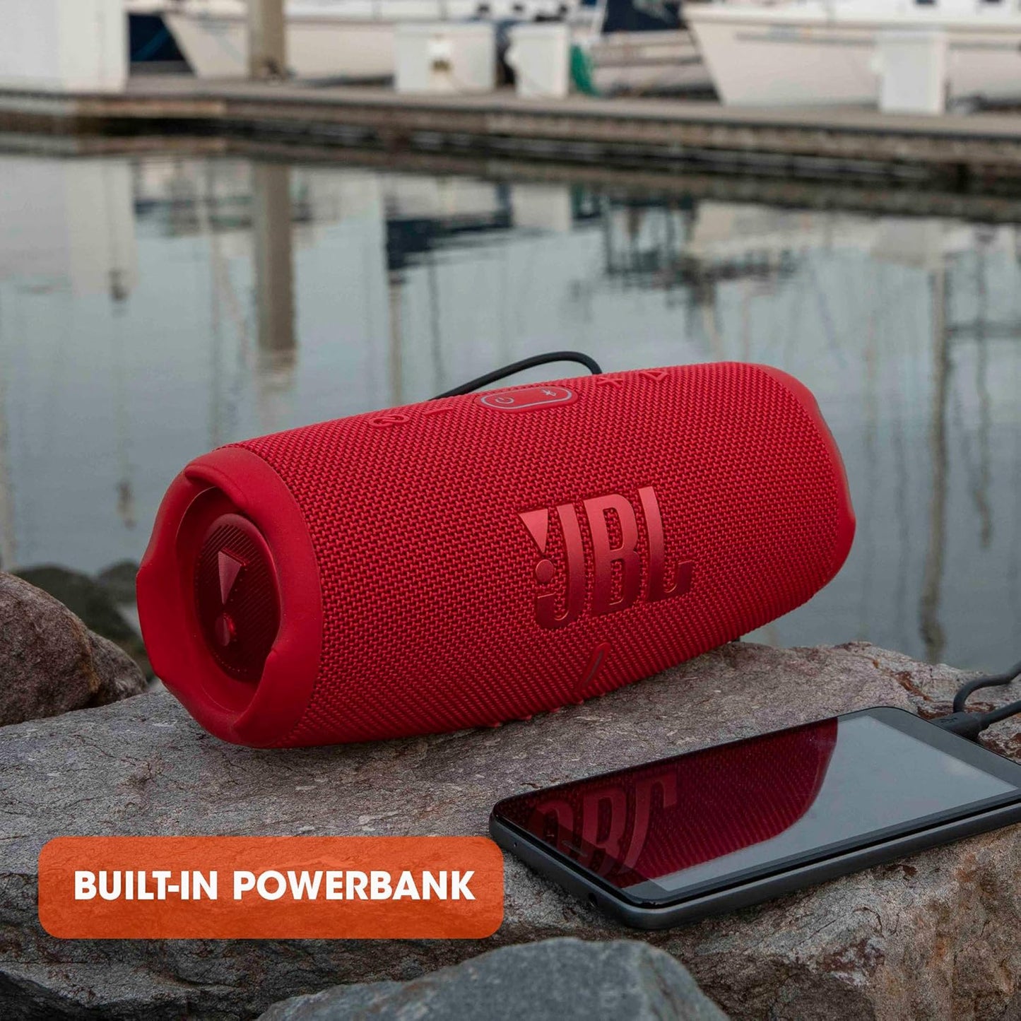 JBL Charge 5 – Portable Bluetooth Speaker with Bold Pro Sound, 20H Playtime, Built-in Powerbank, IP67 Waterproof & Dustproof (Black)