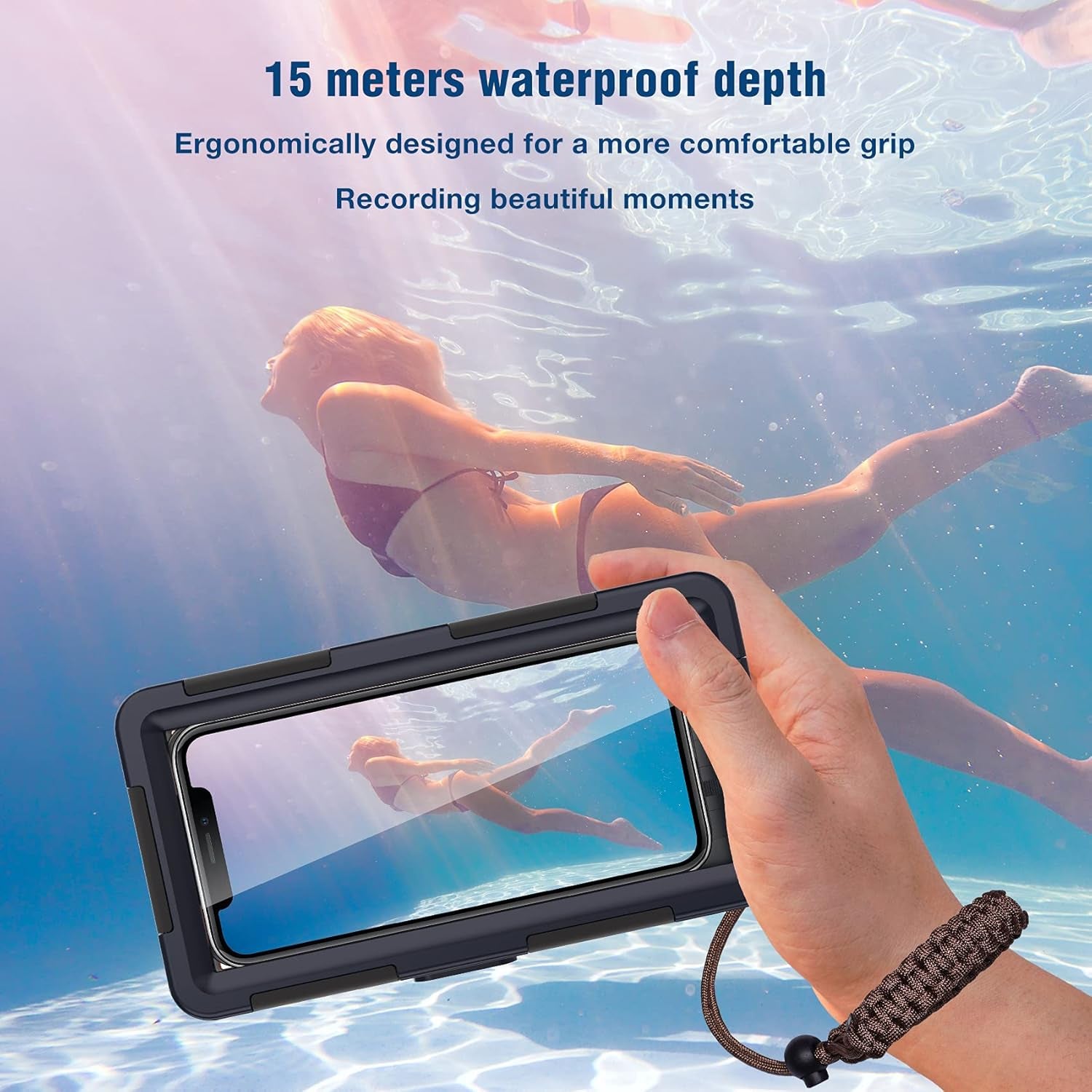 Underwater Snorkeling & Diving Phone Case – Waterproof Up to 50ft/15M, Universal Fit for iPhone 16/15/14/13/12 Pro Max, Galaxy S24/S23/S22/S21 & More