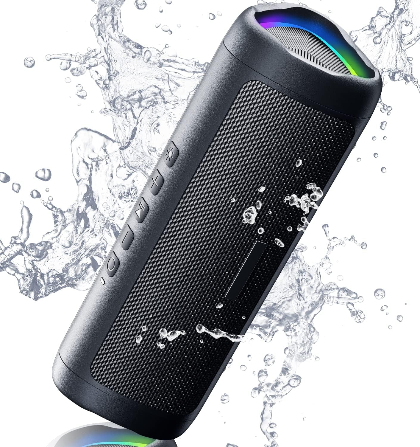 Portable Bluetooth Speaker – HD Sound, 20H Playtime, IPX5 Waterproof, TWS Pairing & RGB Lights | Wireless Speaker for Home, Party & Outdoors (Black)