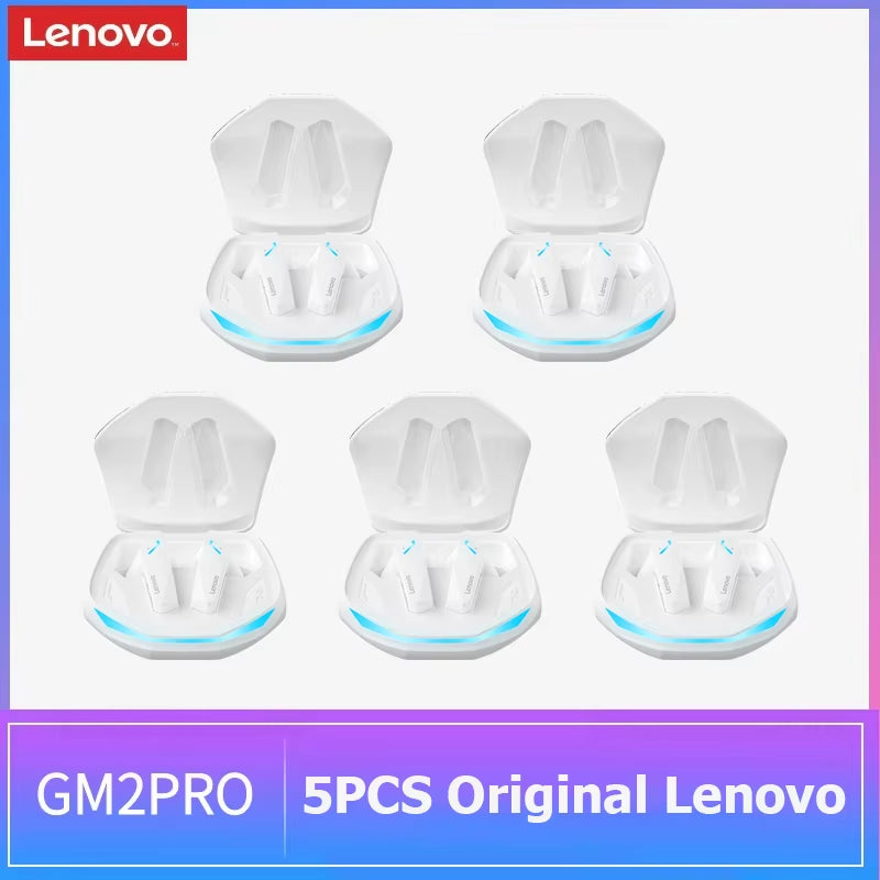 Lenovo GM2 Pro Gaming Earbuds | Bluetooth 5.3 Wireless Earphones with ENC Noise Reduction, Low Latency & Dual Mode | Stereo Bass Headset with Mic for iOS & Android (5PCS)