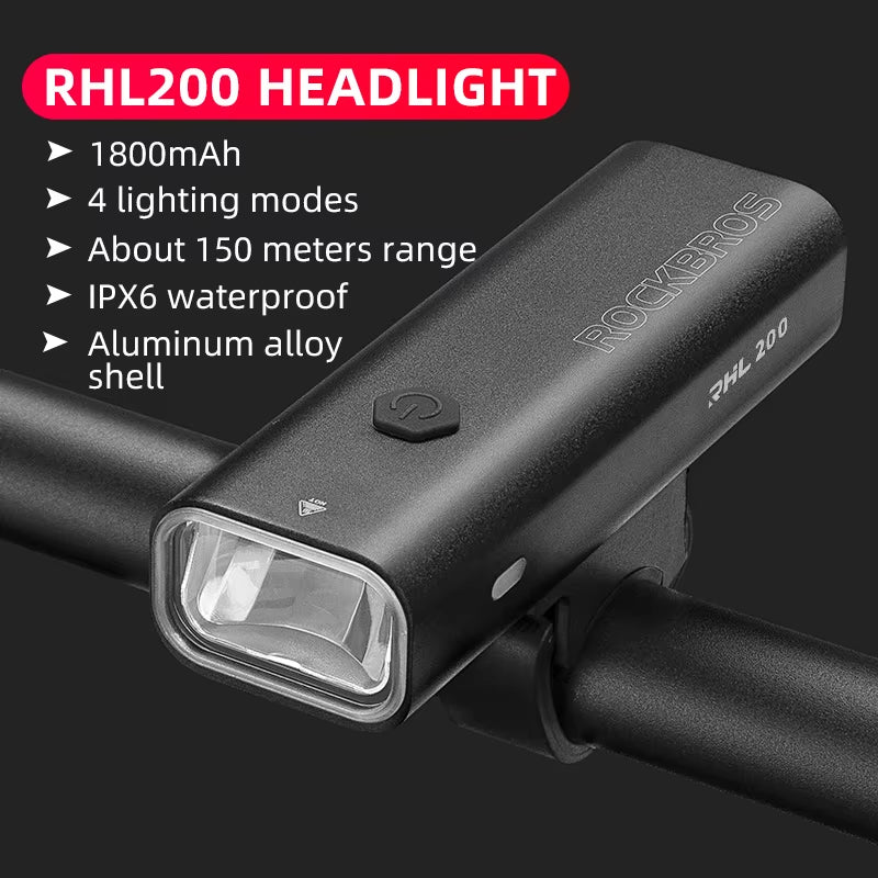 400LM / 200LM Rechargeable Bike Light – USB Type-C Front Bicycle Headlight, IPX6 Waterproof, Aluminum MTB & Road Cycling Flashlight