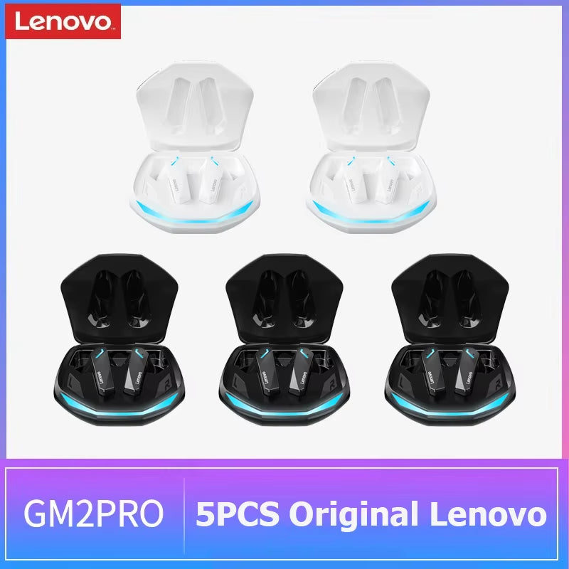 Lenovo GM2 Pro Gaming Earbuds | Bluetooth 5.3 Wireless Earphones with ENC Noise Reduction, Low Latency & Dual Mode | Stereo Bass Headset with Mic for iOS & Android (5PCS)