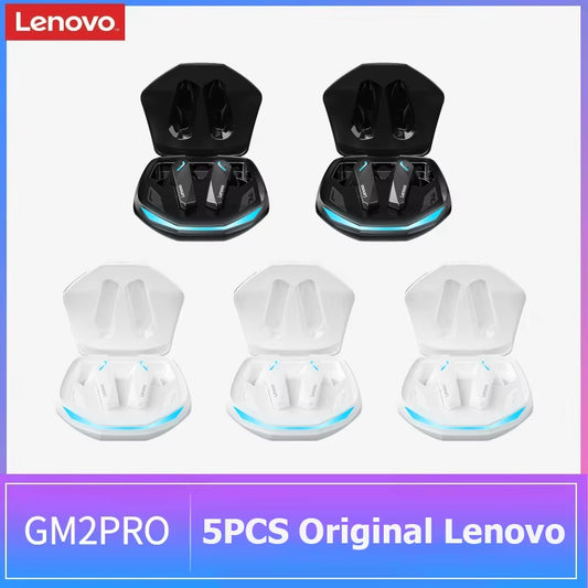 Lenovo GM2 Pro Gaming Earbuds | Bluetooth 5.3 Wireless Earphones with ENC Noise Reduction, Low Latency & Dual Mode | Stereo Bass Headset with Mic for iOS & Android (5PCS)