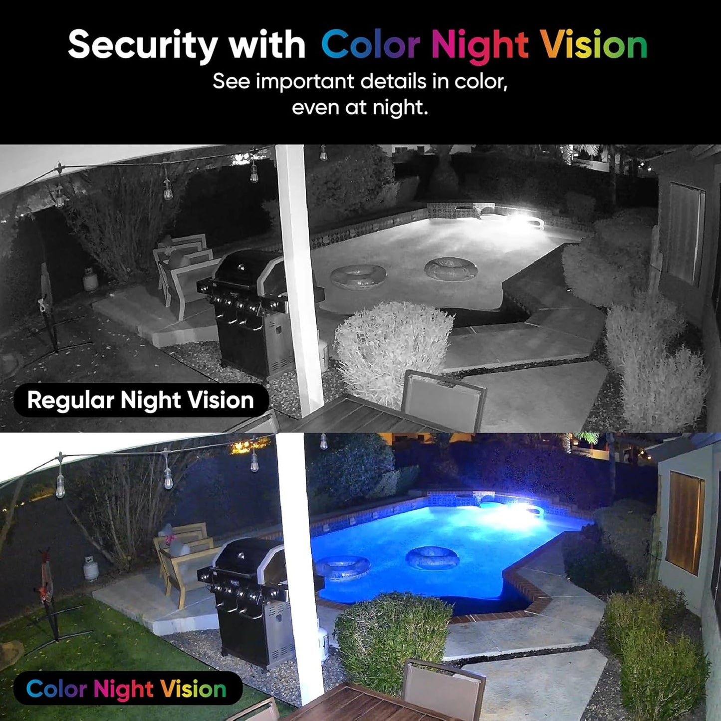 Wyze Cam v4 color night vision comparison regular vs color